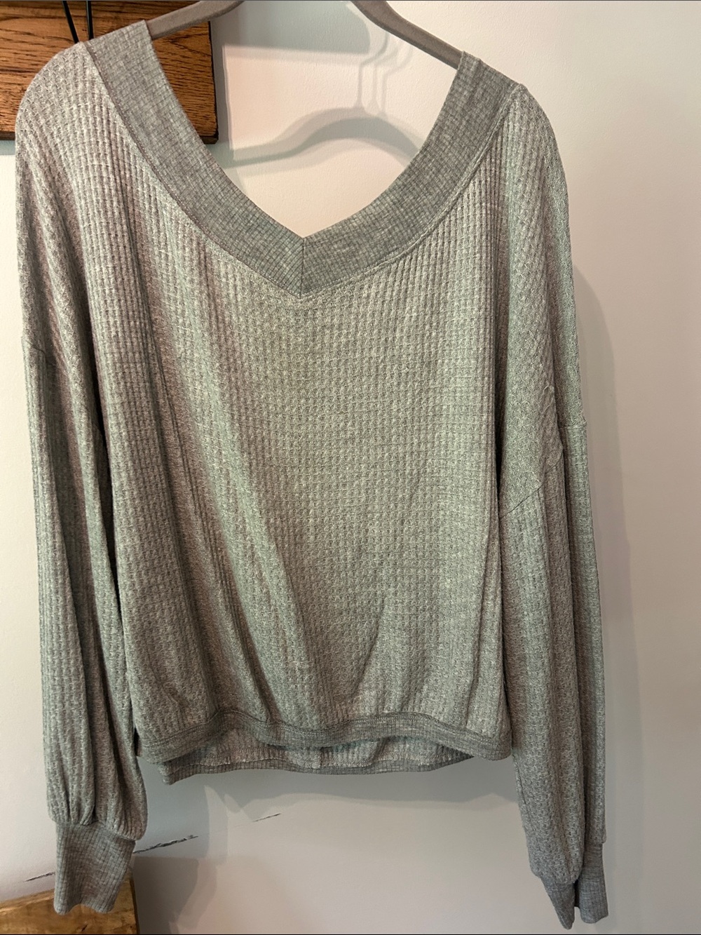 Pink Lily Heather Gray Waffle Knit Top